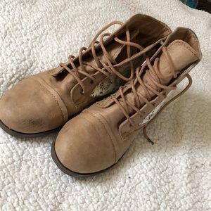 Brown combat boots